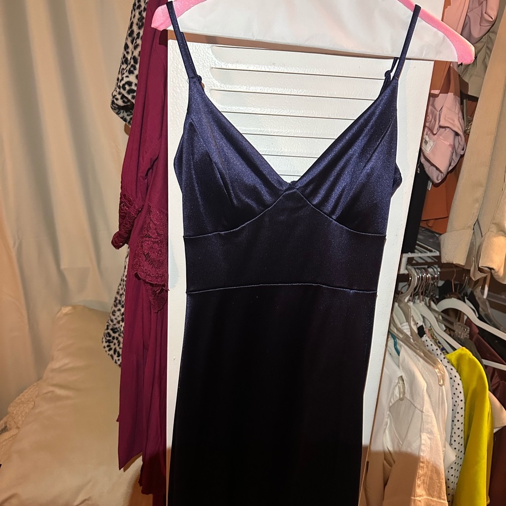 Windsor Navy Blue Satin Dress